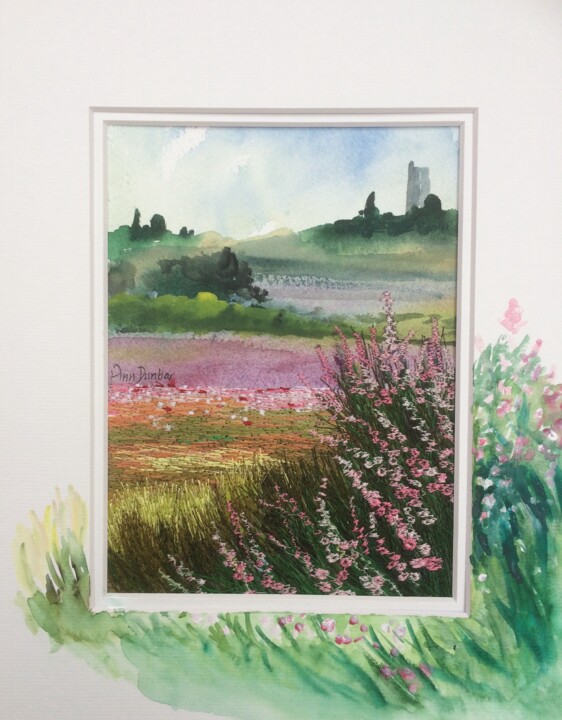 Painting titled "Summer Provence Con…" by Ann Dunbar, Original Artwork, Watercolor Mounted on Cardboard