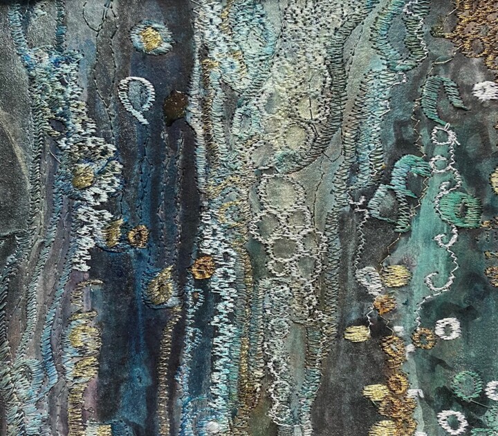 Painting titled "Cascade of bubbles 2" by Ann Dunbar, Original Artwork, Acrylic Mounted on Cardboard