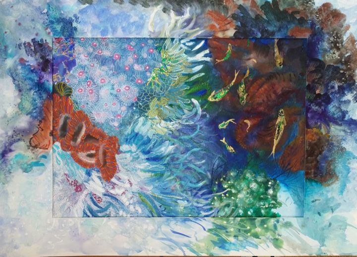 Pintura titulada "dunbar-seaflowers-2…" por Ann Dunbar, Obra de arte original