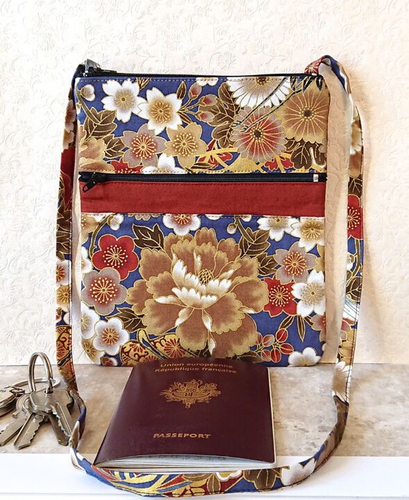 Art textile intitulée "Petit sac tissu jap…" par Ann M. Création, Œuvre d'art originale, Tissu