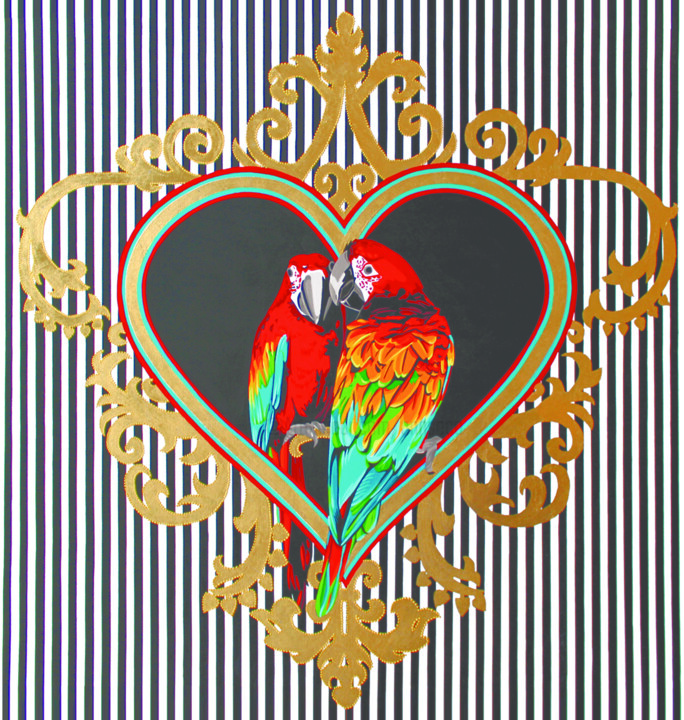 Pintura intitulada "" Forever in Love "" por Ann'Soco, Obras de arte originais, Acrílico