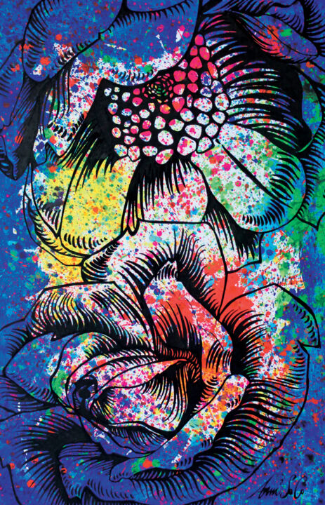 Peinture intitulée "" Majorelle emoi "" par Ann'Soco, Œuvre d'art originale, Acrylique