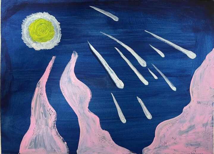 Painting titled "Meteor" by Ann X, Original Artwork, Gouache
