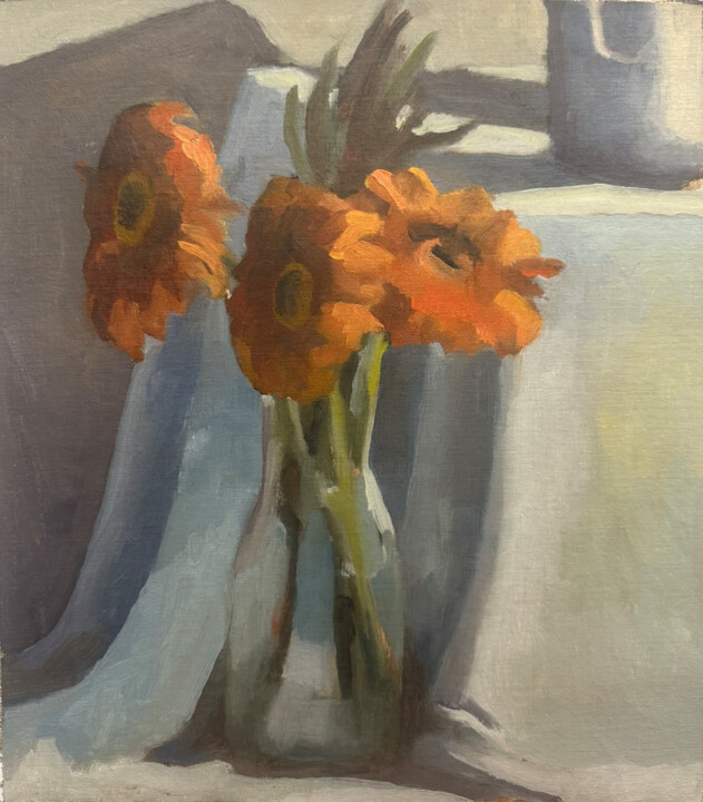 Painting titled "Flowers" by Anna, Original Artwork, Oil