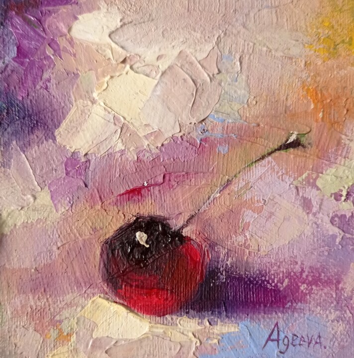 Painting titled "Delicious Cherry" by Anna Ageeva, Original Artwork, Oil