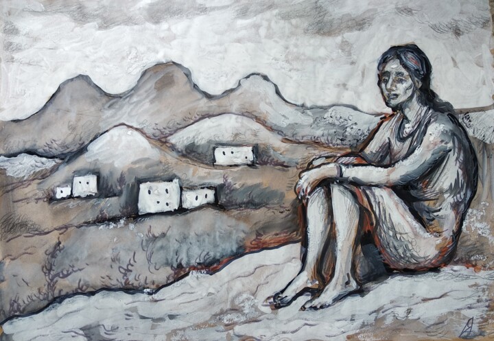 绘画 标题为“Сидящая” 由Анна Ягужинская, 原创艺术品, 水粉