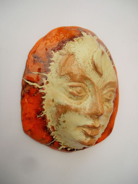 Sculpture titled "Face of the Sun. Ce…" by Anna Al, Original Artwork, Ceramics