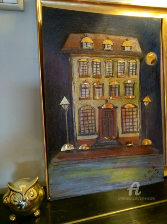 Painting titled "Gold home" by Anna Ama, Original Artwork