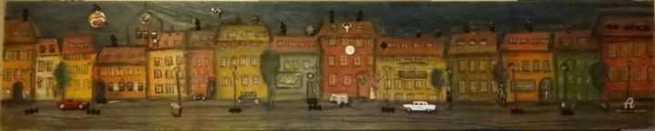 Painting titled "Town" by Anna Ama, Original Artwork