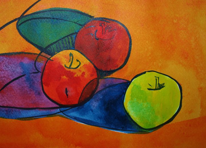 Malarstwo zatytułowany „THREE APPLES” autorstwa Anna  Bardzka, Oryginalna praca