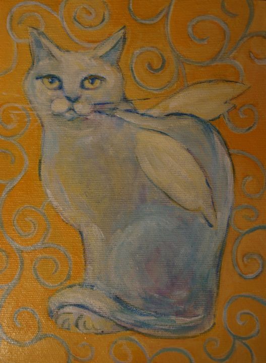 Pittura intitolato "CAT ANGEL" da Anna  Bardzka, Opera d'arte originale