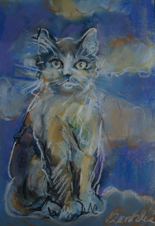 Malarstwo zatytułowany „CAT WHITE” autorstwa Anna  Bardzka, Oryginalna praca, Inny
