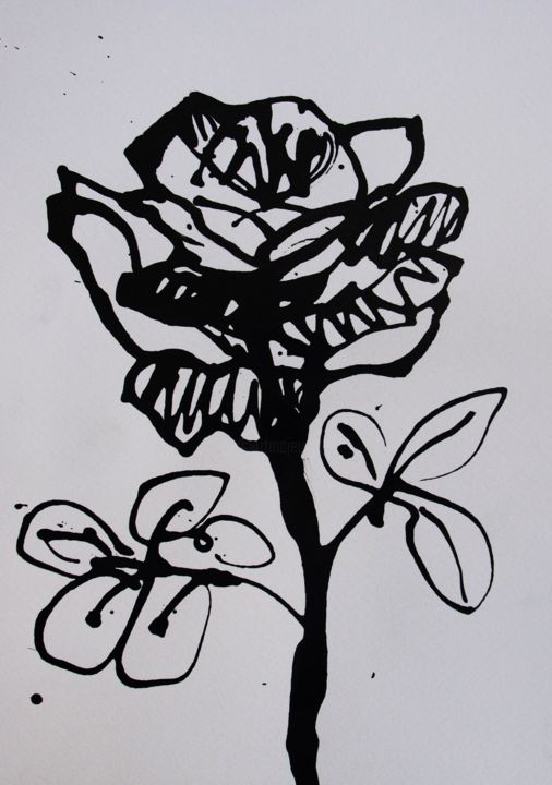 Dessin intitulée "ROSA" par Anna  Bardzka, Œuvre d'art originale, Encre