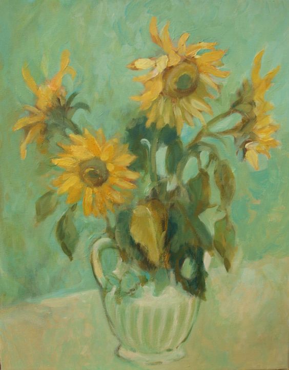Painting titled "Sunflower II" by Anna  Bardzka, Original Artwork