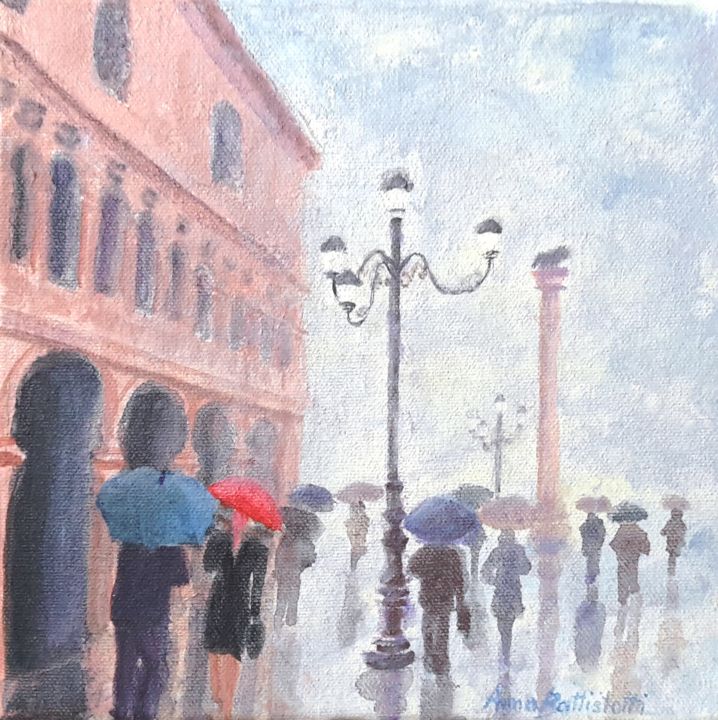 Schilderij getiteld "autunno a Venezia" door Anna Battistotti, Origineel Kunstwerk, Acryl