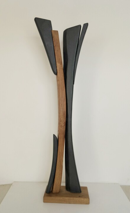 Skulptur mit dem Titel "Dolmen tower-115" von Anna Beltrame A＋D Art, Original-Kunstwerk, Holz