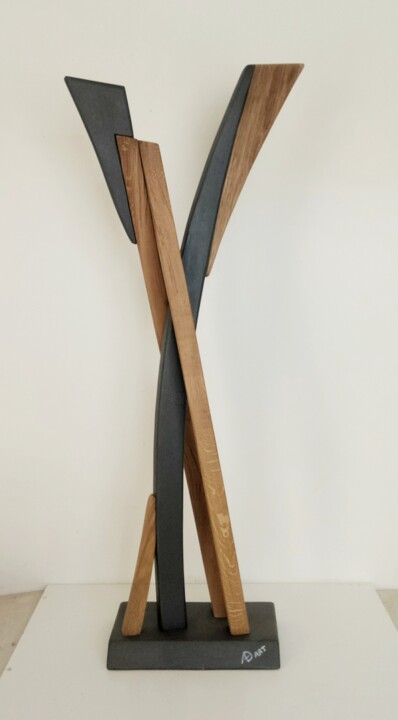 Skulptur mit dem Titel "Dolmen abbracciato-3" von Anna Beltrame A＋D Art, Original-Kunstwerk, Holz