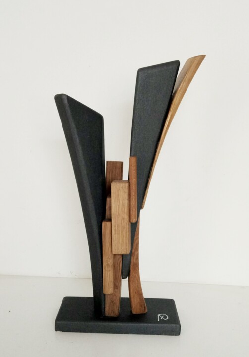 Scultura intitolato "Forme con segmenti" da Anna Beltrame A＋D Art, Opera d'arte originale, Legno