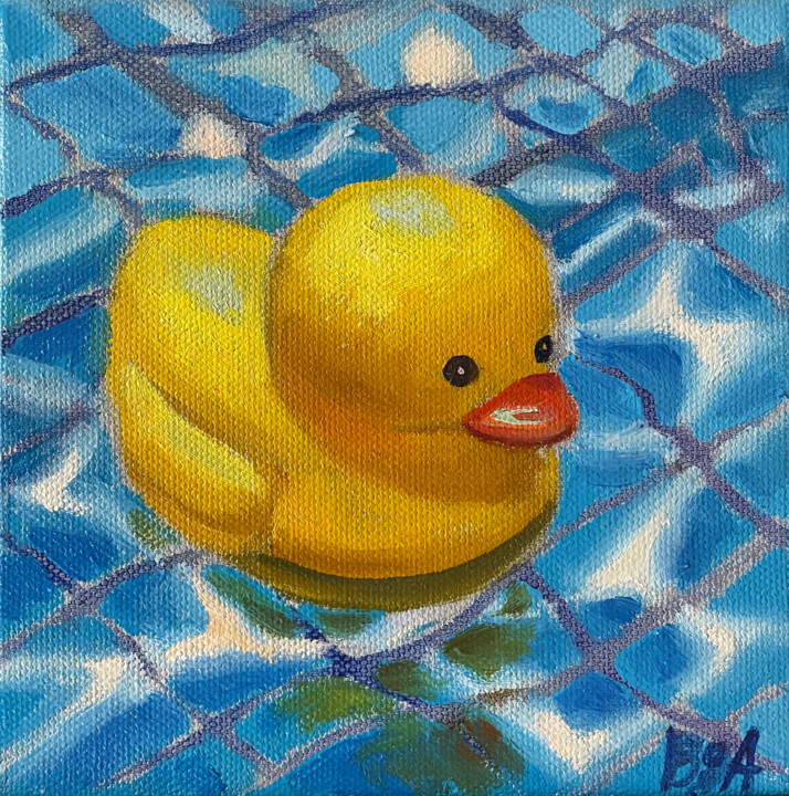 Painting titled "fake duck" by Anna Bogushevskaya, Original Artwork, Oil