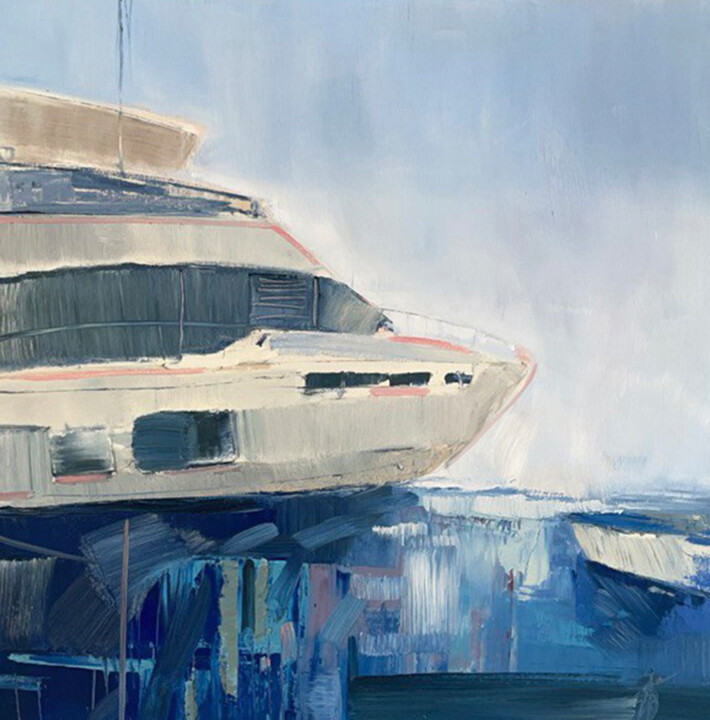 제목이 "Birthday boat trip…"인 미술작품 Anna Bondar로, 원작, 기름 나무 들것 프레임에 장착됨