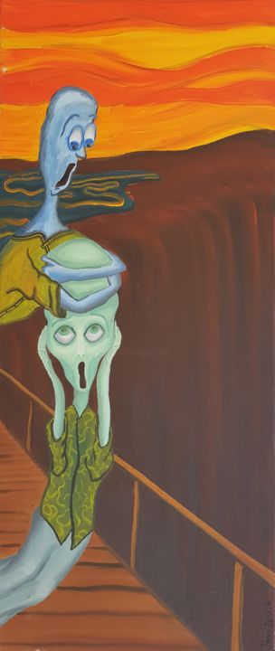 Painting titled "Der Schrei, mit Kum…" by Anna Branz, Original Art, Oil