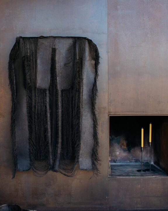 "Flecos sofisticados" başlıklı Tekstil Sanatı Anna Carmona tarafından, Orijinal sanat, Kumaş Ahşap Sedye çerçevesi üzerine m…