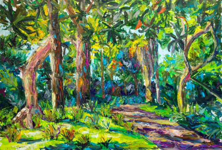 Painting titled "Sunny park" by Anna Churyukina, Original Artwork, Oil