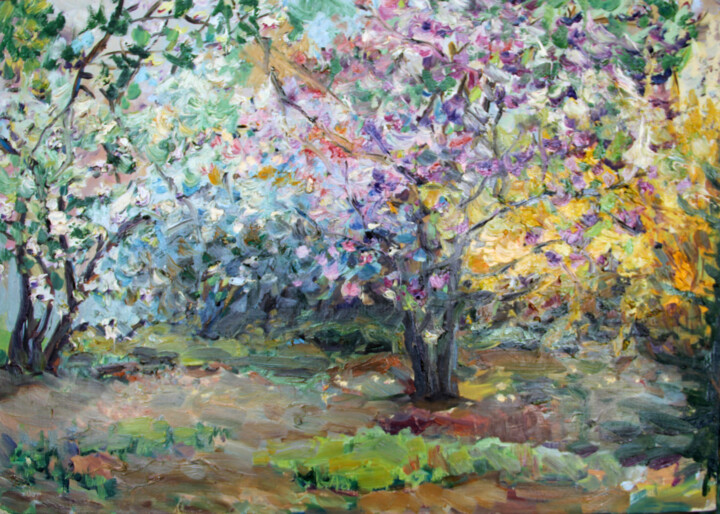 Pittura intitolato "magnolias" da Anna Churyukina, Opera d'arte originale, Olio