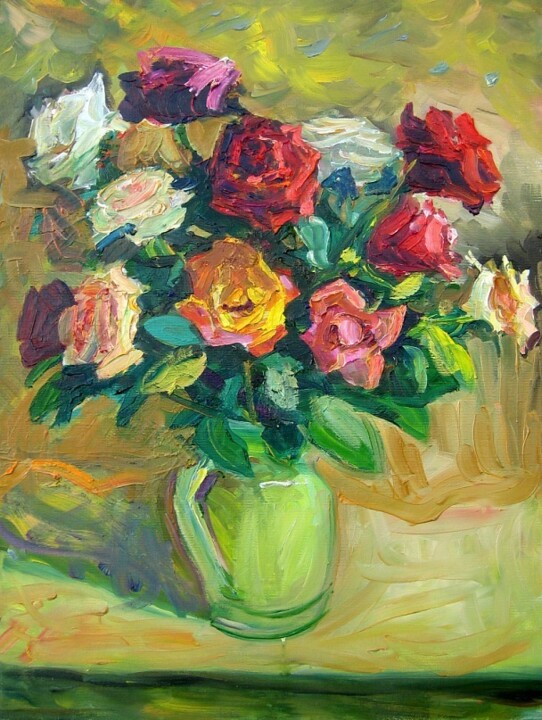 Malerei mit dem Titel "Rose" von Anna Churyukina, Original-Kunstwerk, Öl
