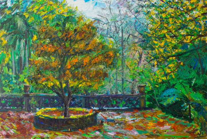 Painting titled "yellow tree" by Anna Churyukina, Original Artwork, Oil