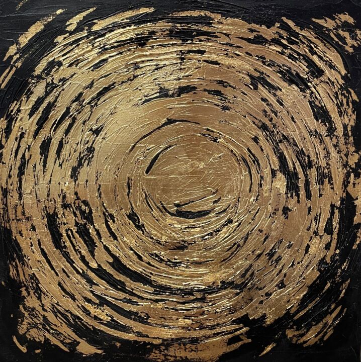 Картина под названием "Золотой круг" - Анна Епанешникова, Подлинное произведение искусства, Акрил Установлен на Деревянная р…