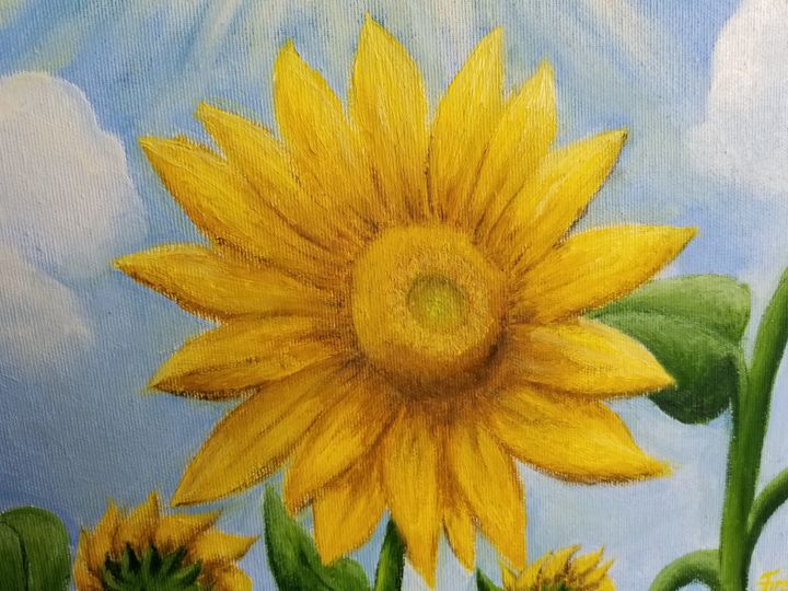 Peinture intitulée "Sunny flowers" par Anna Firefly, Œuvre d'art originale, Huile Monté sur Châssis en bois