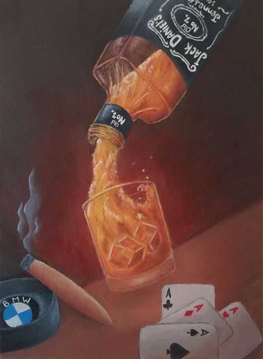 Картина под названием "Jack Daniel's" - Anna Firefly, Подлинное произведение искусства, Масло