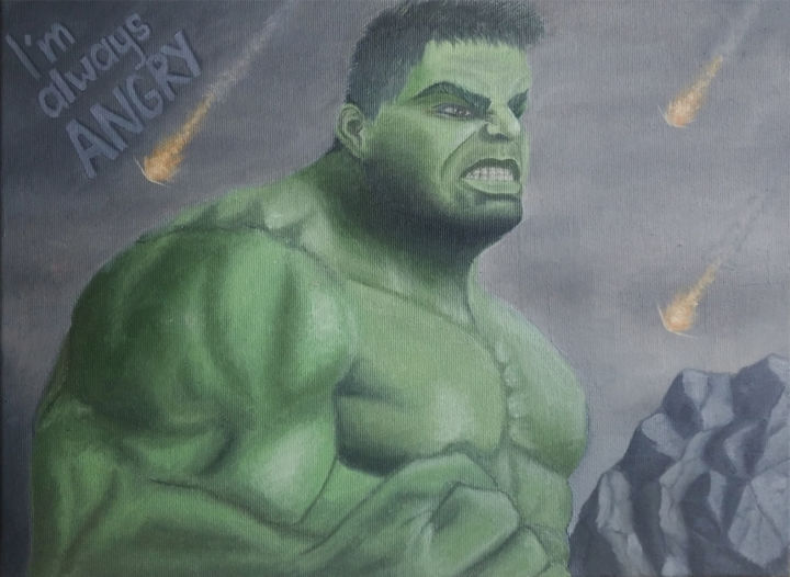 Painting titled "Hulk" by Anna Firefly, Original Artwork, Oil