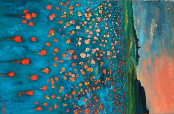 Painting titled "Poppies / Papaperi…" by Anna Gianotti, Original Artwork, Oil