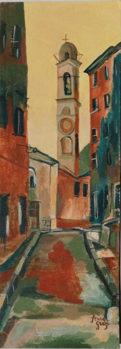 Painting titled "Corti, vieille vill…" by Anna Grazi, Original Artwork, Acrylic