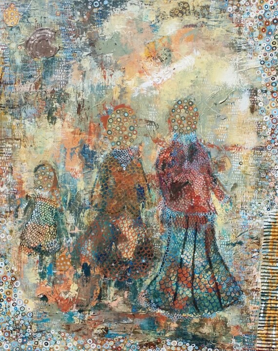 Pintura intitulada "Les trois filles du…" por Anna Grazi, Obras de arte originais, Acrílico
