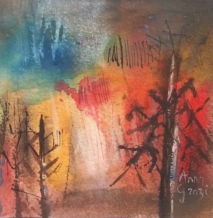 Peinture intitulée "Forêt dévastée  #ar…" par Anna Grazi, Œuvre d'art originale, Acrylique