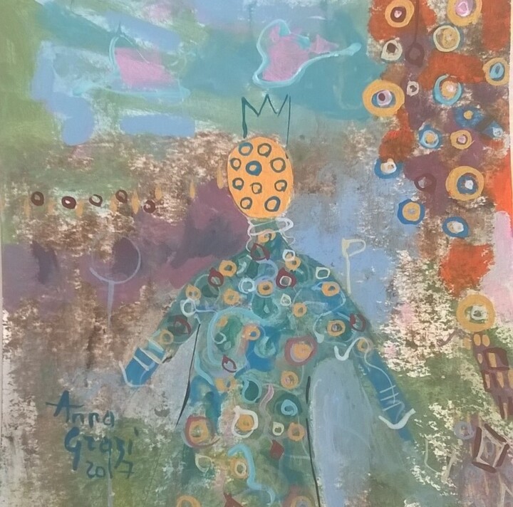 Peinture intitulée "Jeune prince au mat…" par Anna Grazi, Œuvre d'art originale, Acrylique
