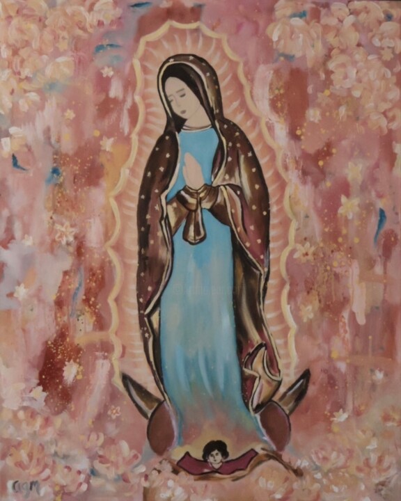 Картина под названием "Virgen Mary" - Anna Grete Moller, Подлинное произведение искусства, Масло