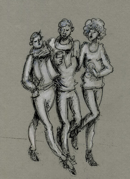 Desenho intitulada "People" por Anna Ivanova, Obras de arte originais, Guache
