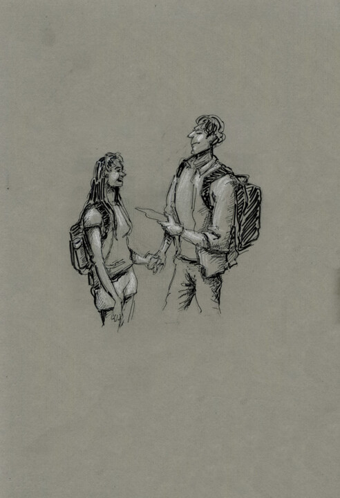 Rysunek zatytułowany „People random” autorstwa Anna Ivanova, Oryginalna praca, Atrament
