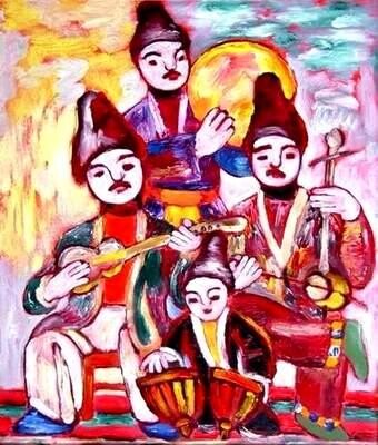 Painting titled "Armenian musicians" by Anna Ivanova, Original Artwork