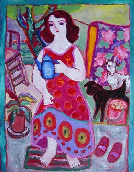 Painting titled "In the doorway" by Anna Ivanova, Original Artwork
