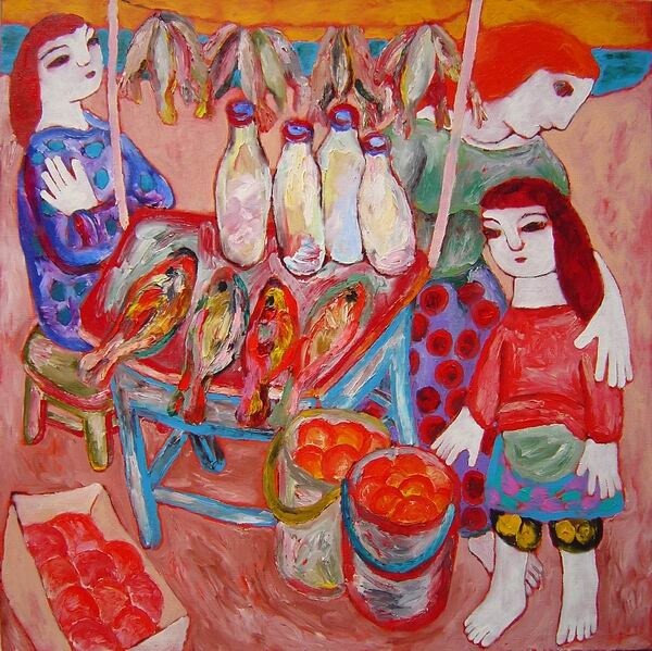 Painting titled "Fish" by Anna Ivanova, Original Artwork