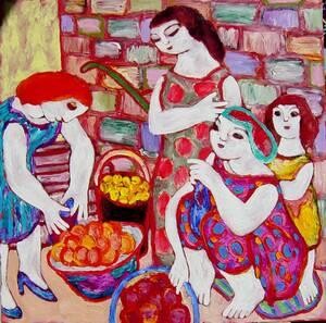 Painting titled "Fruit sellers" by Anna Ivanova, Original Artwork, Oil