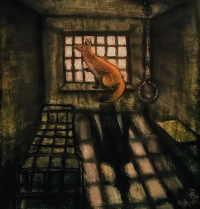 Painting titled "Побег/Escape" by Anna Kluyeva, Original Artwork, Watercolor