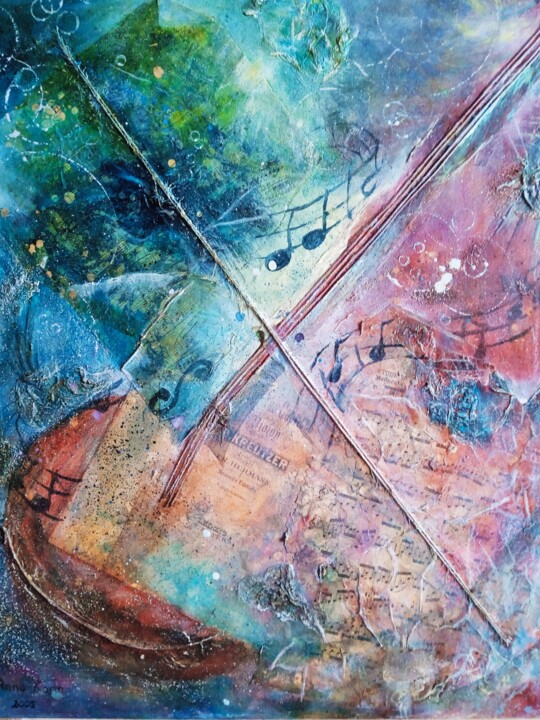 Pintura intitulada "Guitar" por Anna-Karin Eriksson Van Haver, Obras de arte originais, Óleo