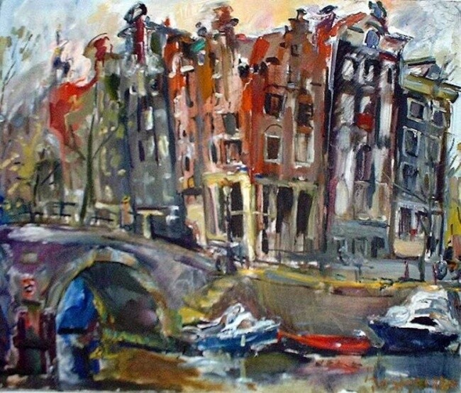 Painting titled "Amsterdam" by Anna Khodorkovski, Original Artwork, Oil