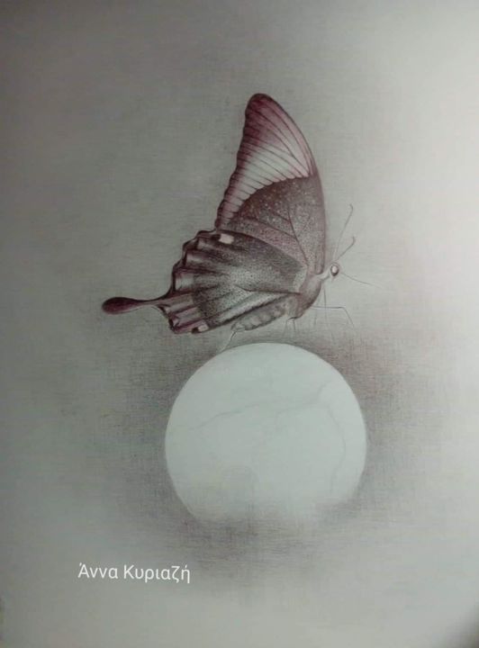 Drawing titled "Υπερβατικό" by Anna Kiriazi, Original Artwork, Pencil